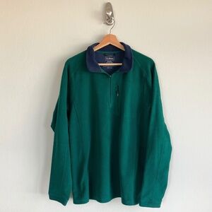 LL Bean Green 1/4 Zip Pullover Jacket  Size Medium